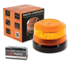 LED Advarselslys med 9V batteri - SOSTraffic - E9 godkendt (magnetfunktion)