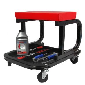 Montrstol - 360 drejbare hjul & polstret sde - Sort & rd