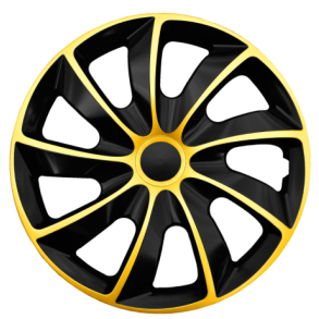 Hjulkapsler 4 stk. - QUAD Sort/Guld - Str. 15