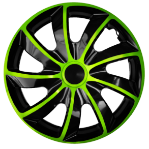 Hjulkapsler 4 stk. - QUAD Sort/grn - Str. 14