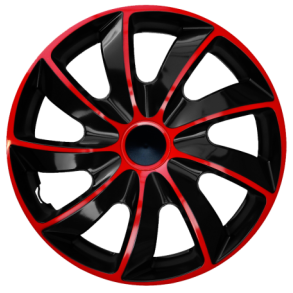 Hjulkapsler 4 stk. - QUAD Sort/Rd - Str. 14
