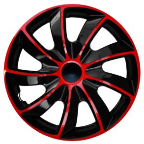 Hjulkapsler 4 stk. - QUAD Sort/Rd - Str. 13