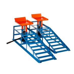 Opkrselsramper Med 2-Ton Donkraft I Stl - Til Bil Maks. 2000 kg Pr. Rampe - 2 stk