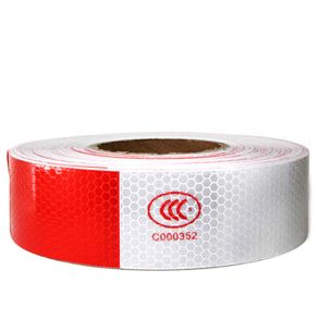 Refleksbnd Vinyl Selvklbende Chassis ECE 104 - Hvid & Rd - L. 1 meter X B. 50 mm.