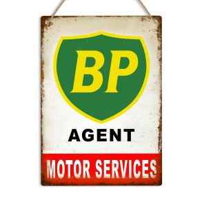 Retro Metalskilt - BP Motor Services - Str. 20x30 cm