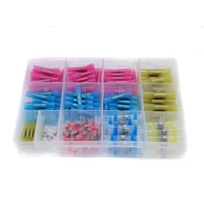 Loddemuffe & Krympekabelsko Sortiment 210 stk - Leveres I Praktisk Opbevaringsboks