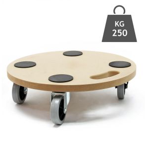 Rulleplade Rund - MDF Trolley Med 4 Hjul - Maks. 250 kg