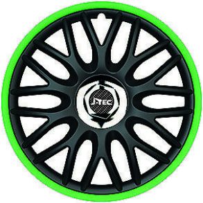 Hjulkapsler 4 stk. - J-tec ORDEN Sort/Grn - Str. 14