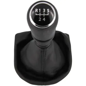 Gearknop & gearmanchet 5-gear - Sort & krom kunstlder - VW T6 rg. 2015 ->