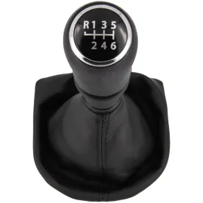 Gearknop & gearmanchet 6-gear - Sort & krom kunstlder - VW T6 rg. 2015 ->