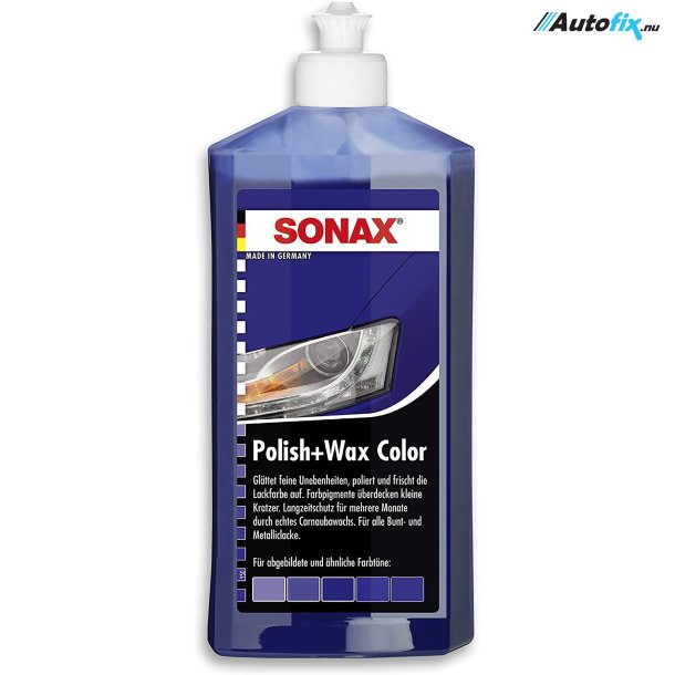 Voks med farve - Sonax Polish &amp; Wax Color Blue - Bl 500 ml