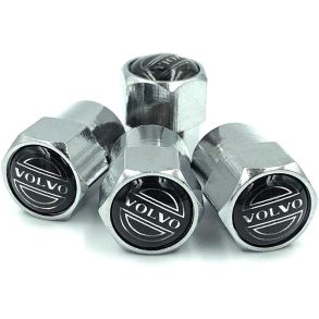 Ventilhtter Volvo - Sort & Hvid Logo - 4 stk