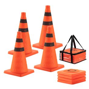 Trafikkegler sammenklappelige 45 cm - 4 stk. inkl. opbevaringstaske